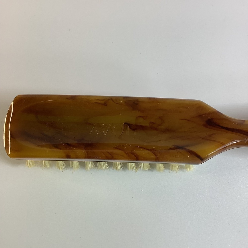 Avon Natural Bristle Hair Brush 8" Butterscotch Dark Caramel Swirl w/ Box VTG - Picture 7 of 12